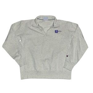 New York University champion medium 1/4 zip pullover gray college merch unisex